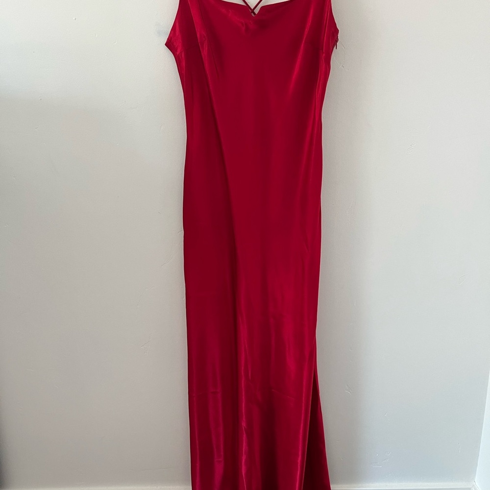 90s red satin slip dress